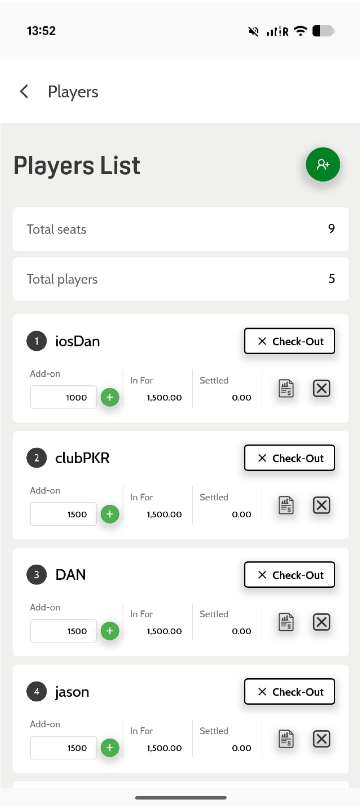 Updated Player Management screen