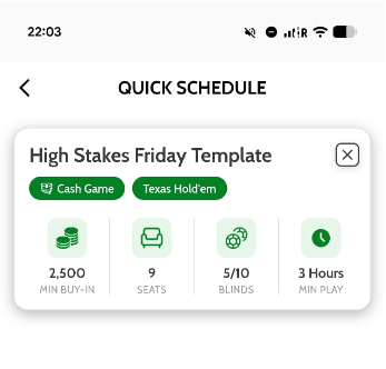 Quick Schedule template list