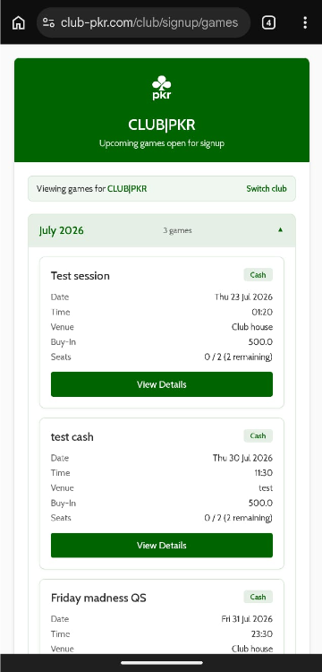 Guest schedule view