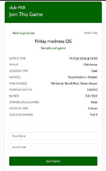 Guest seat reservation screen
